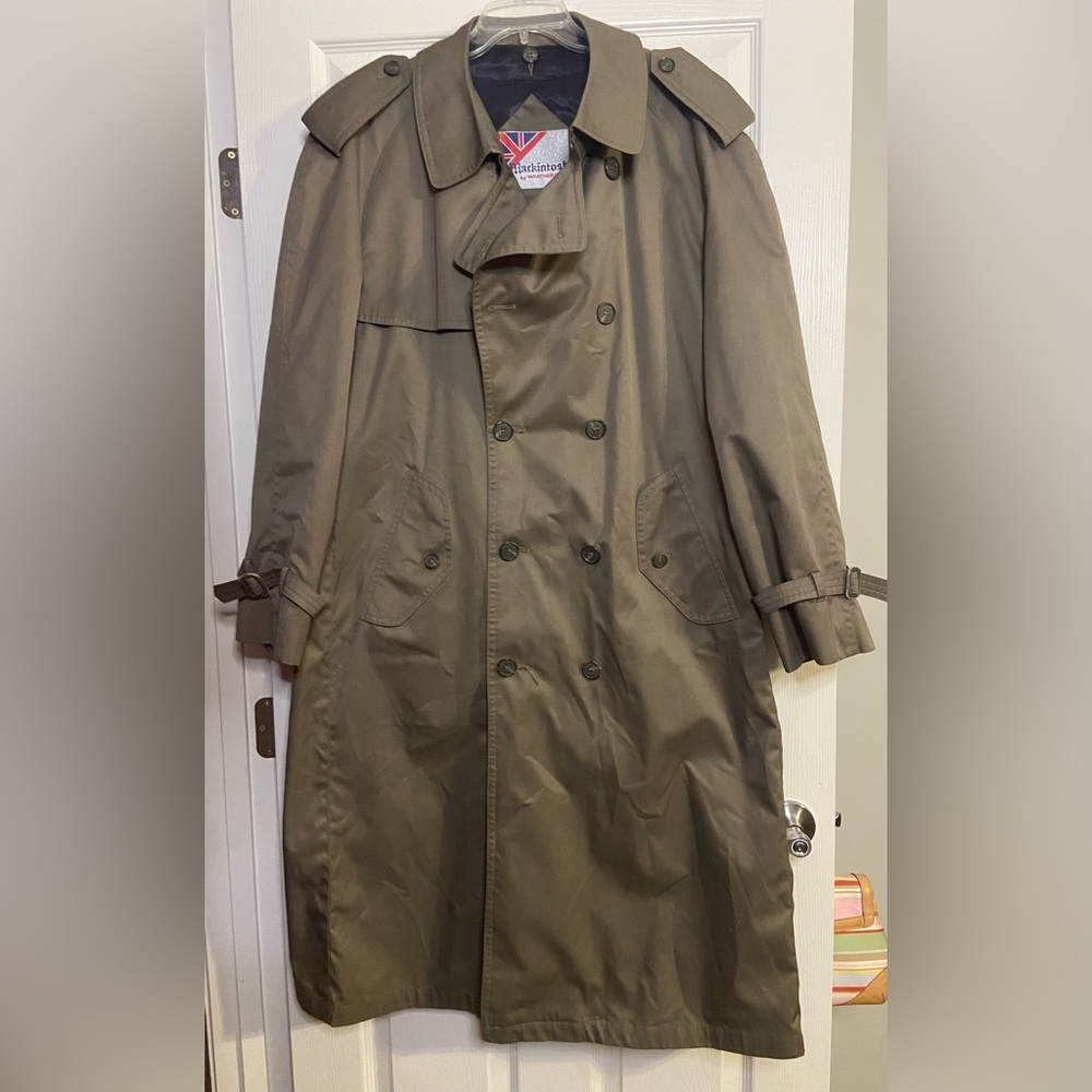 Mackintosh Weather Fair Overcoat Trench Coat Wool Blend Lining Mens 44 Regular